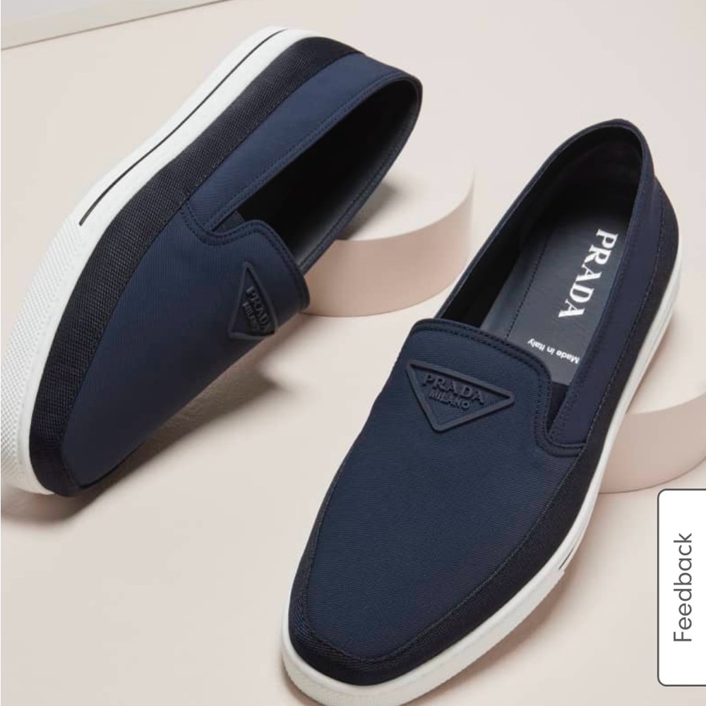 Prada Men's Navy Slip-On Loafers